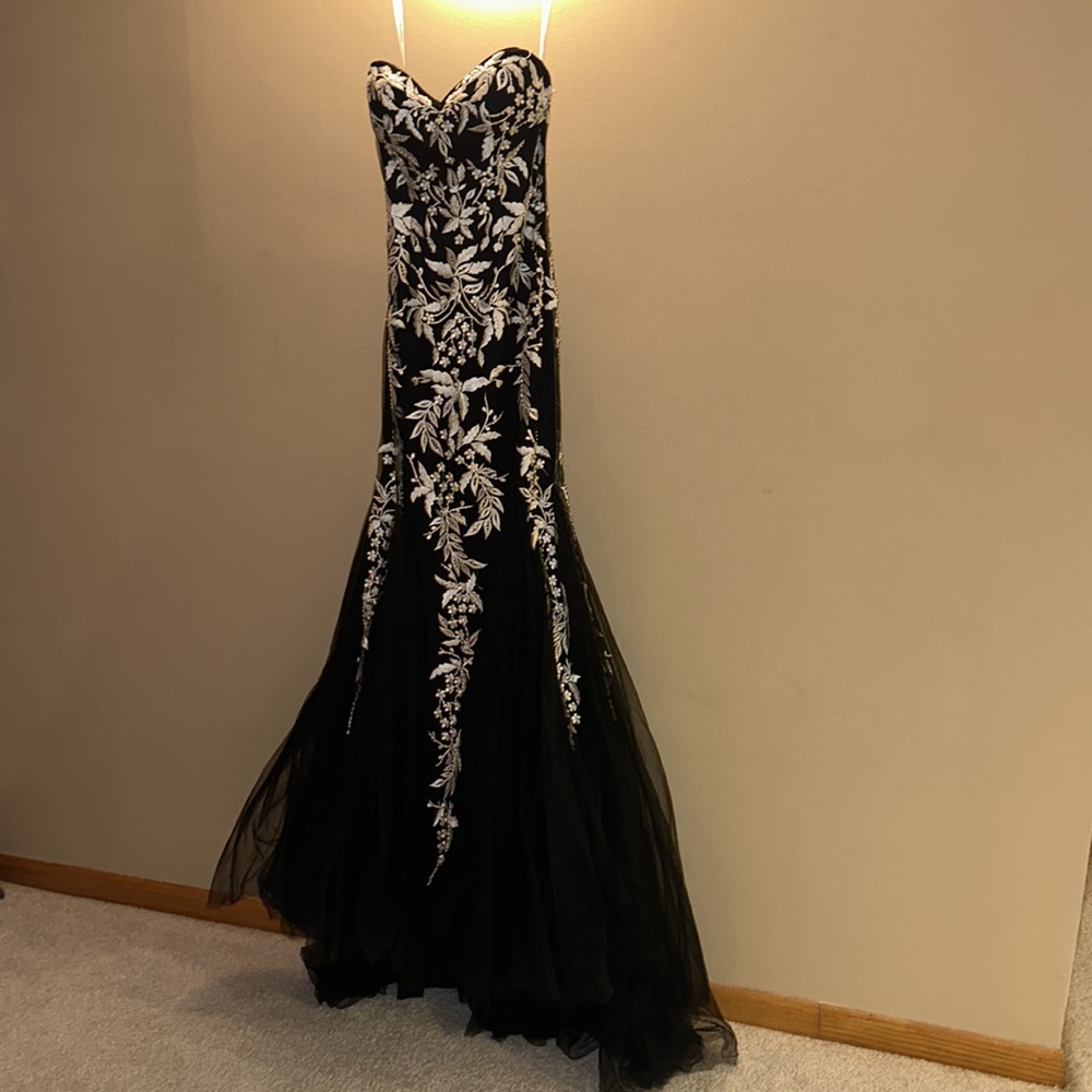 Black and white long formal gown